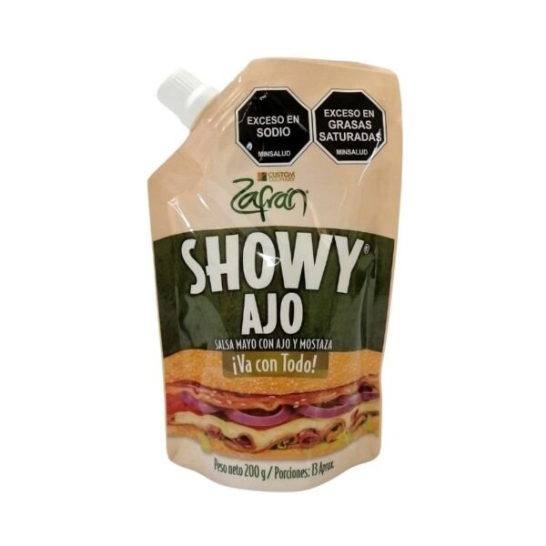 Showy Ajo Salsa Mayo Con Ajo Y Mostaza Zafran 200gr 13 Porciones
