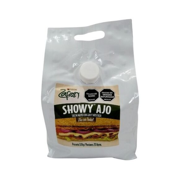 Showy Ajo Salsa Mayo Con Ajo Y Mostaza Zafran 3.8kg 253 Porciones